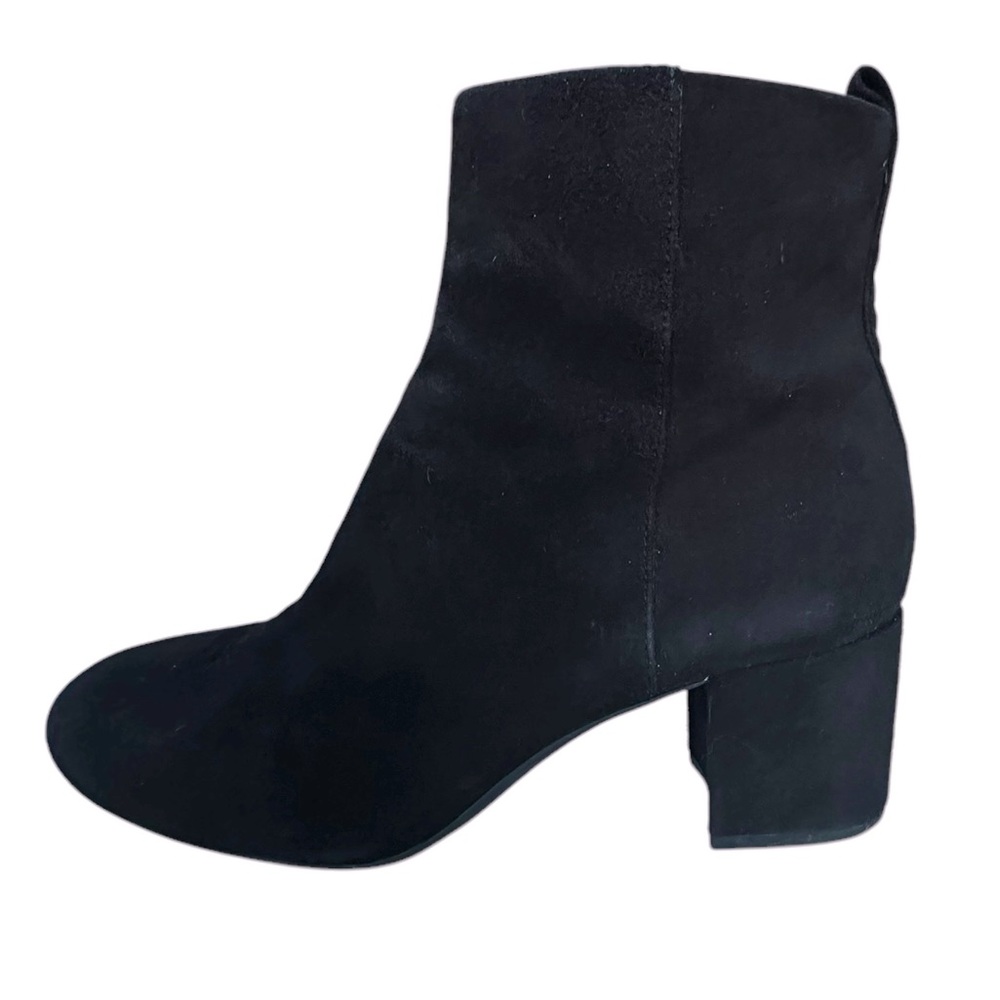 Gianni Bini Black Leather Suede Heal Booties Women’s 7M 7 Sleek Rounded Toe